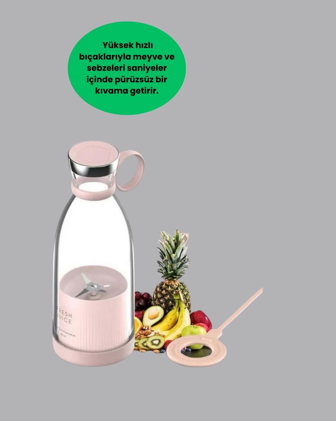BUĞZ Çevre Dostu Cam Gövdeli Kablosuz Smoothie Blender