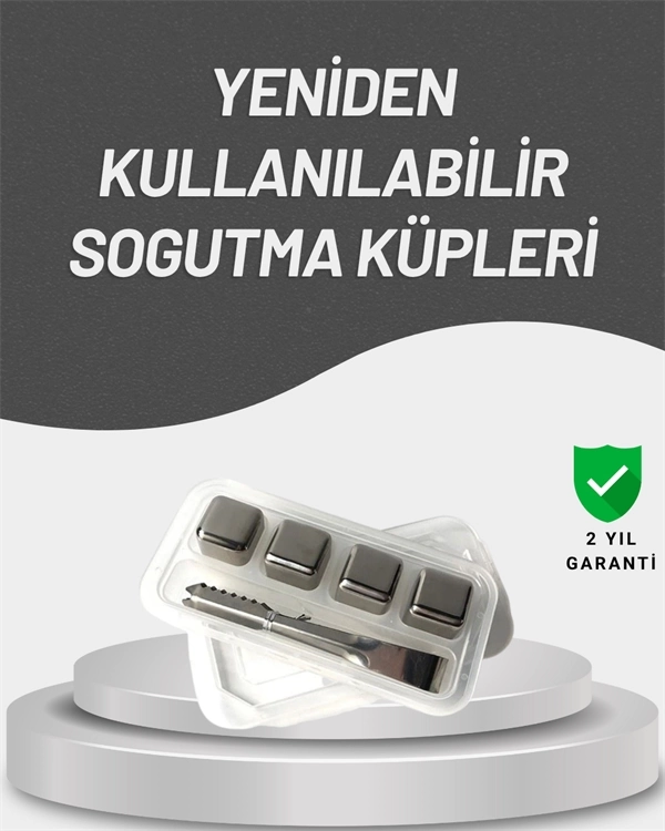BUĞZ Çevre Dostu Metal Buz Küpü ve Kullanışlı Klips Seti