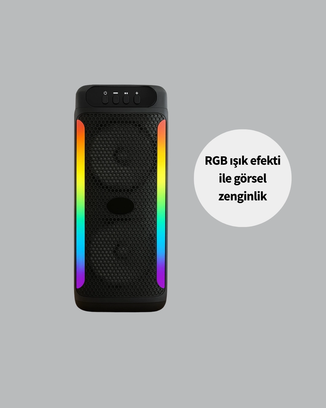 BUĞZ Çift 4 inç Hoparlörlü RGB Işıklı Bluetooth Ses Sistemi BUĞZ Çift 4 inç Hoparlörlü RGB Işıklı Bluetooth Ses Sistemi