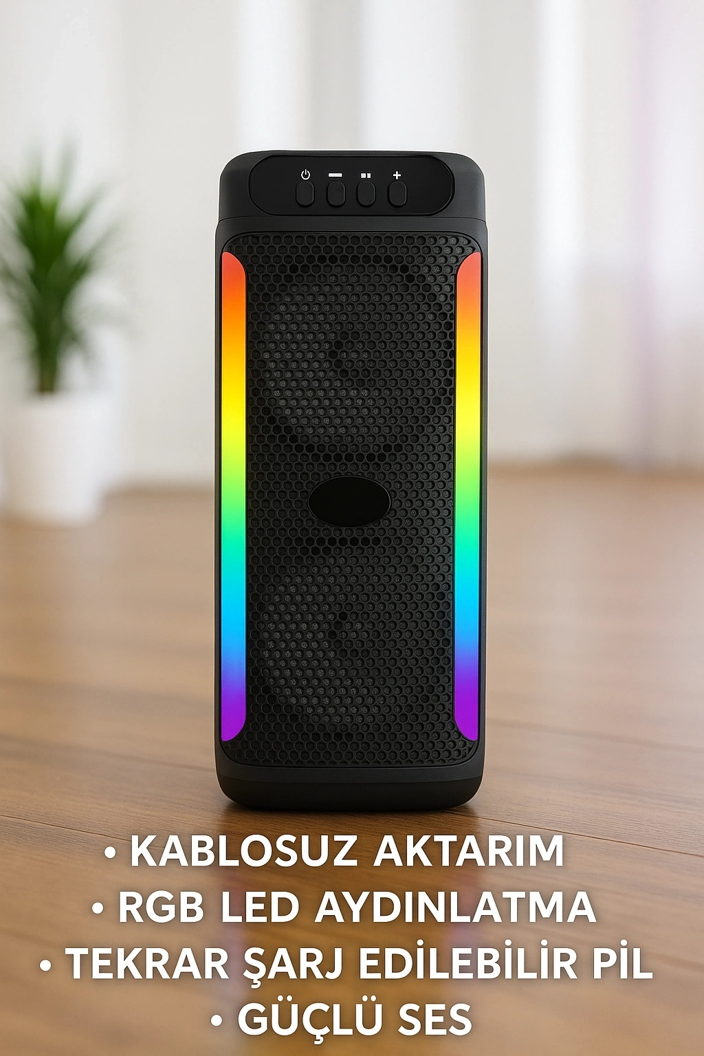 BUĞZ Çift 4 inç Hoparlörlü RGB Işıklı Bluetooth Ses Sistemi BUĞZ Çift 4 inç Hoparlörlü RGB Işıklı Bluetooth Ses Sistemi