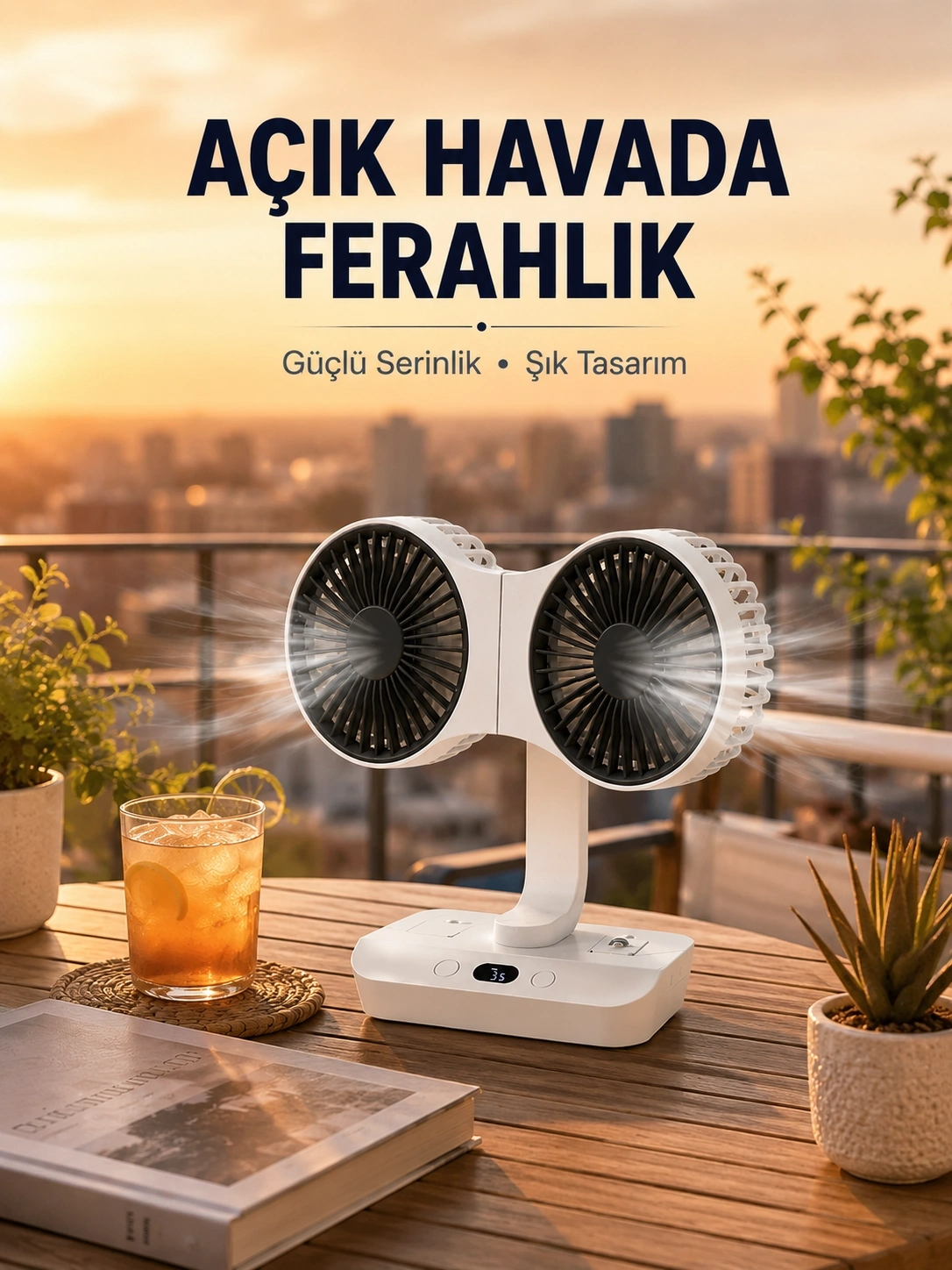 BUĞZ Çift Başlıklı Masa ve Duvara Monte Edilebilir Vantilatör