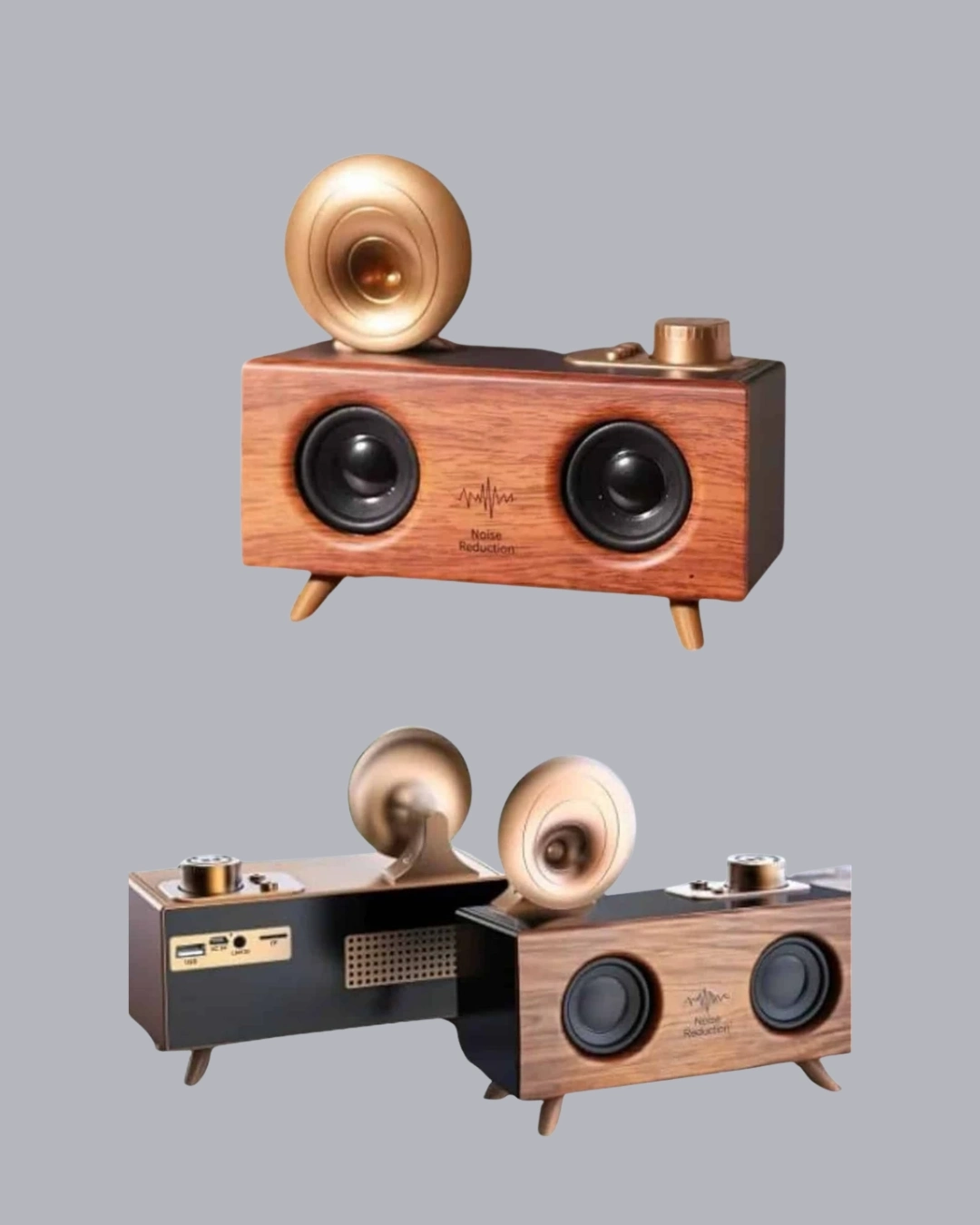 BUĞZ Çift Hoparlörlü Retro Bluetooth Speaker 1800mAh Bataryalı AUX USB SD Kartlı