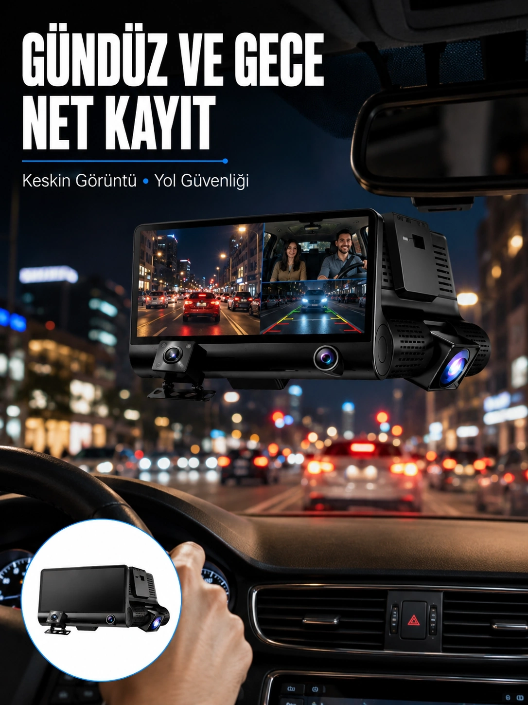 BUĞZ Çift Lens Araç Güvenlik Kamerası G Sensörlü Full HD Yeni Nesil