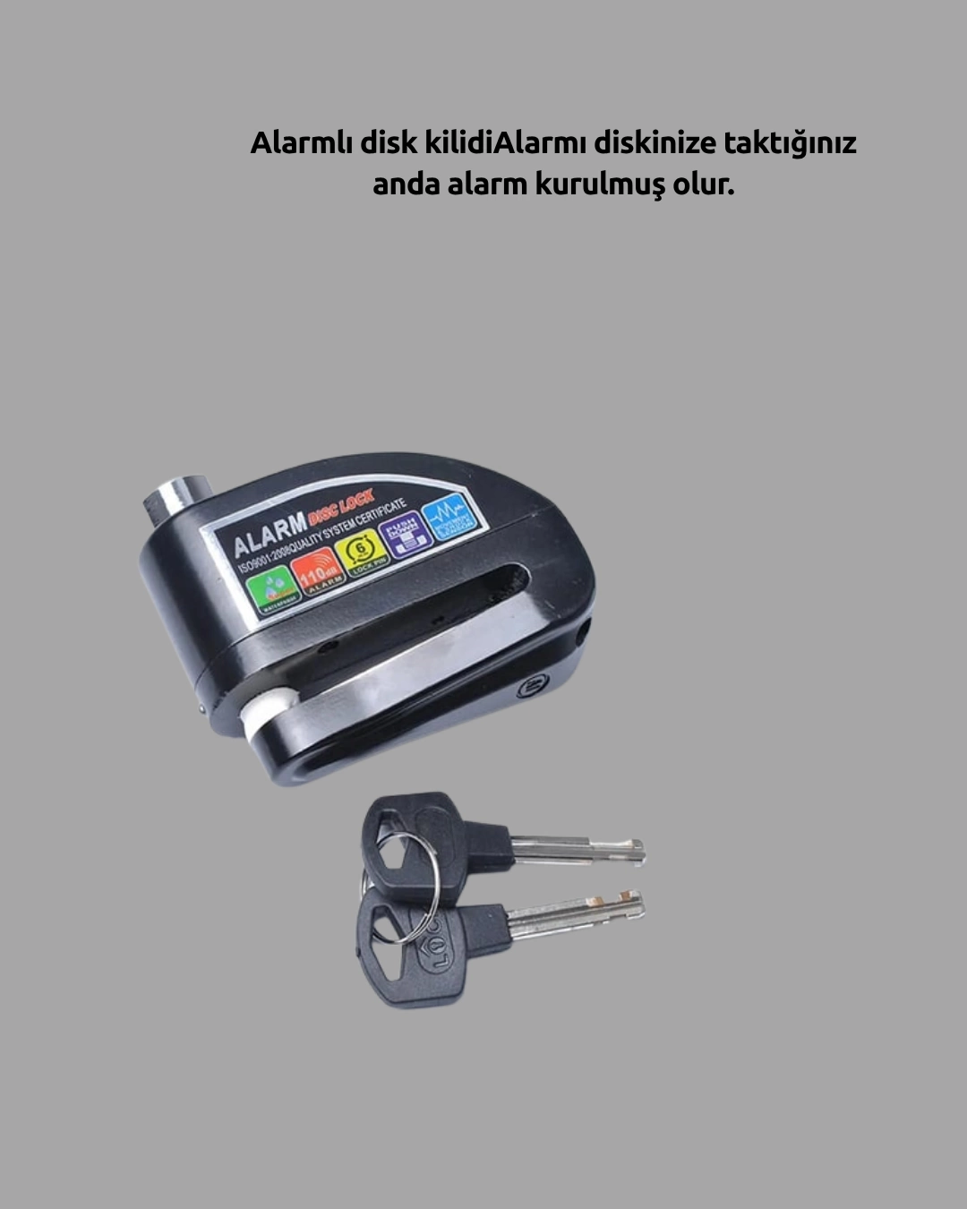 BUĞZ Çift Modlu 110dB Alarmlı Disk Kilidi Suya Dayanıklı