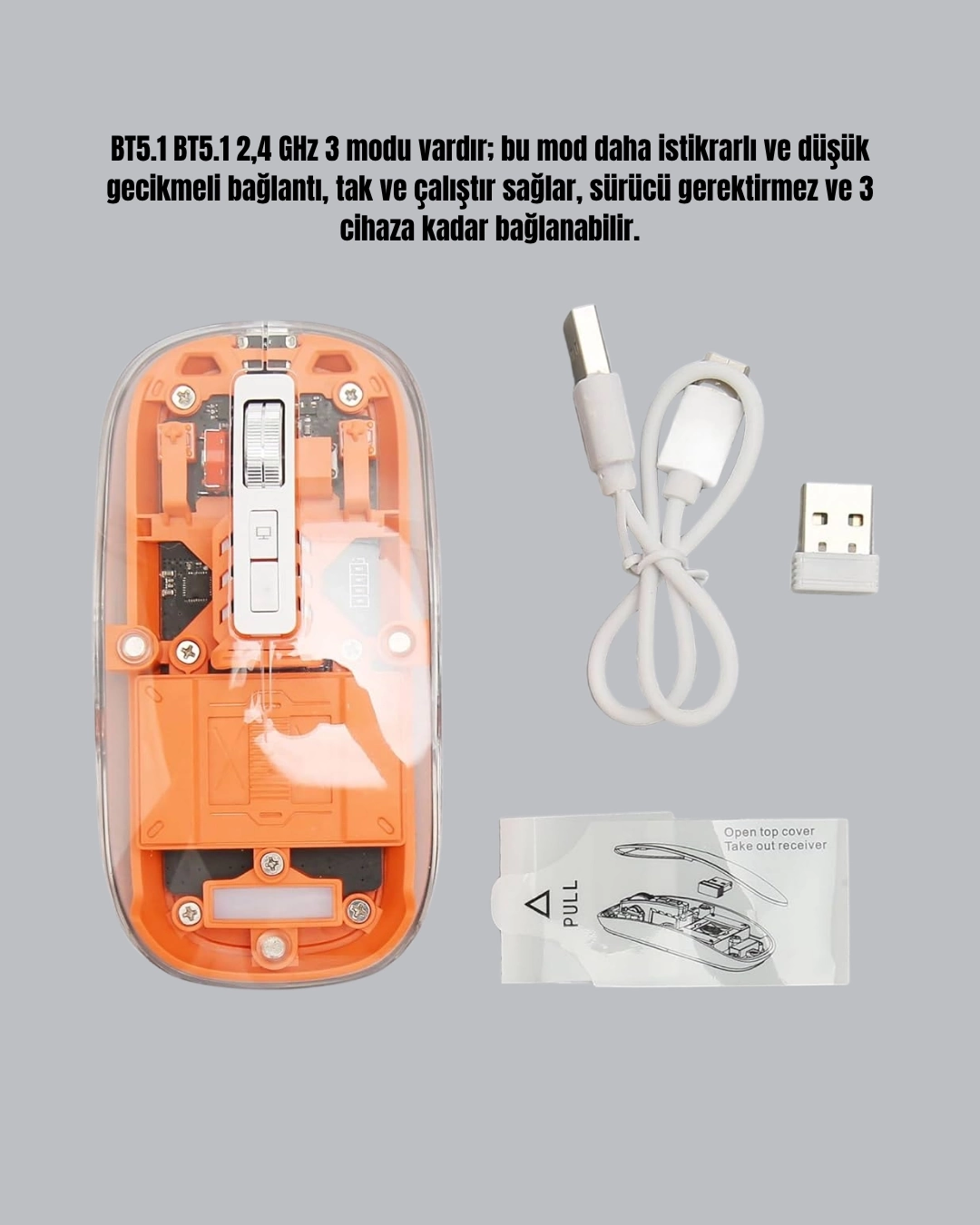 BUĞZ Çift Modlu Fare – USB Alıcılı ve Bluetooth Bağlantılı BUĞZ Çift Modlu Fare – USB Alıcılı ve Bluetooth Bağlantılı