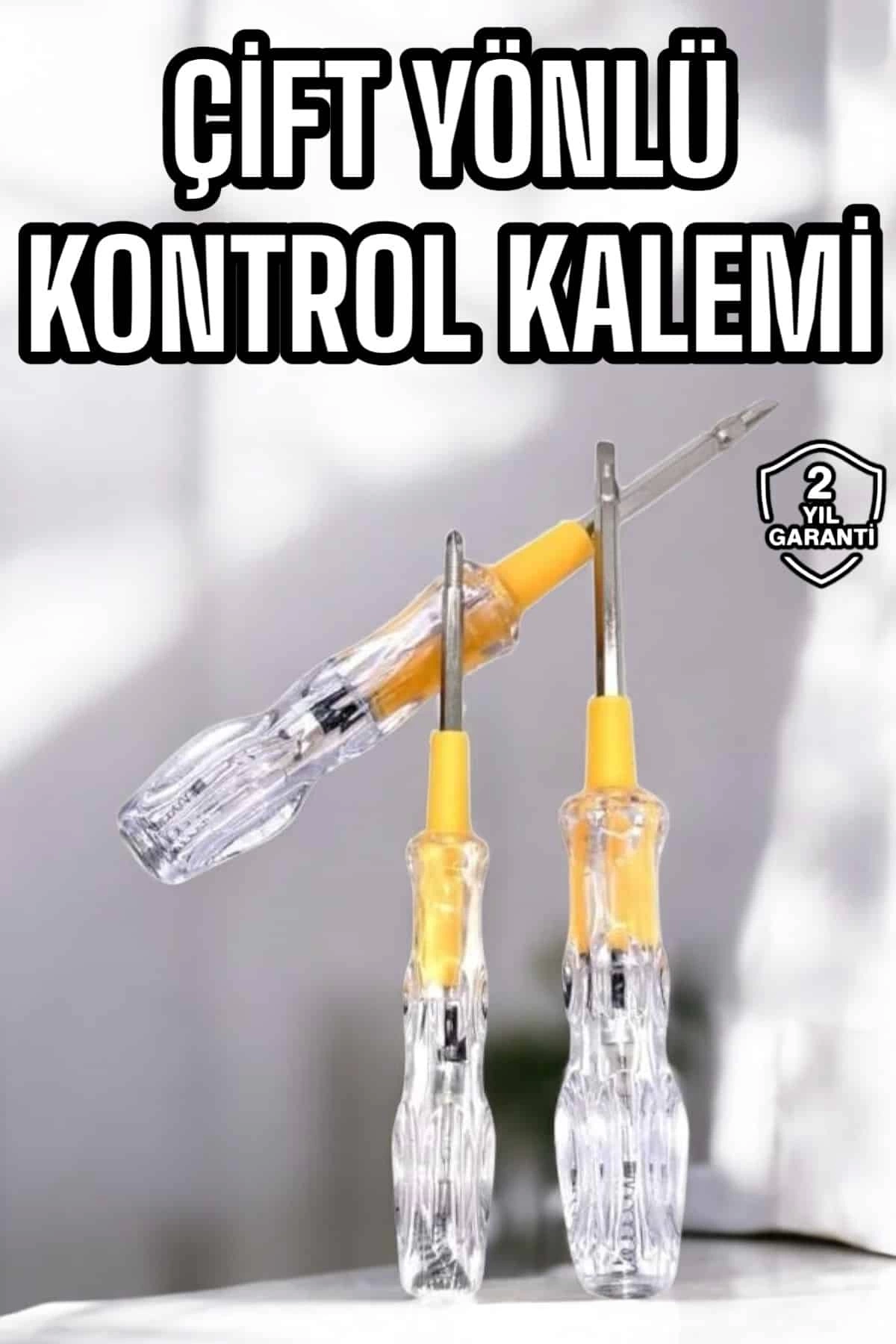 BUĞZ Çift Taraflı Elektrik Kontrol Kalemi Şeffaf Tornavida