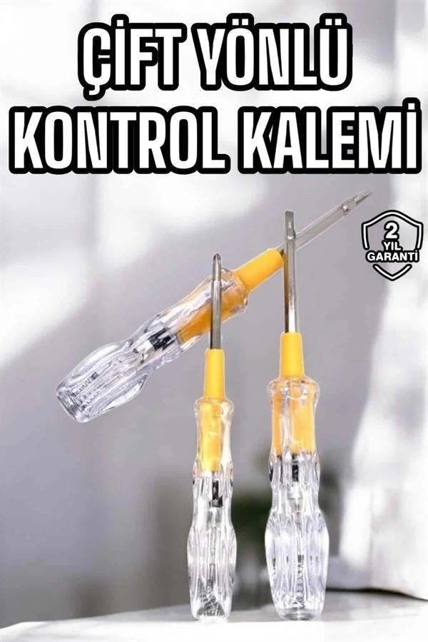 BUĞZ Çift Taraflı Elektrik Kontrol Kalemi Şeffaf Tornavida