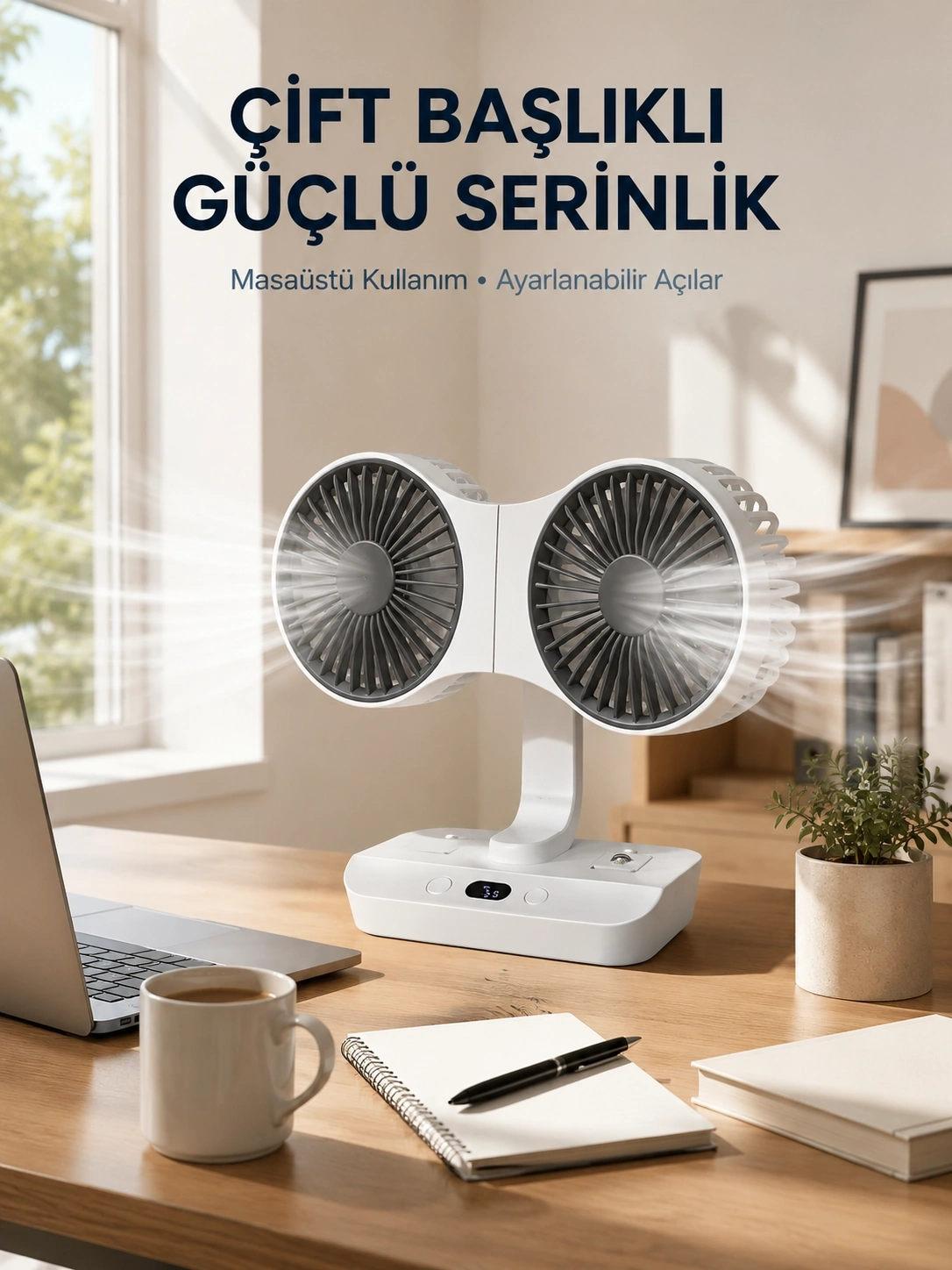 BUĞZ Çift Yöne Hava Üfleyen Masa ve Duvar Tipi Vantilatör