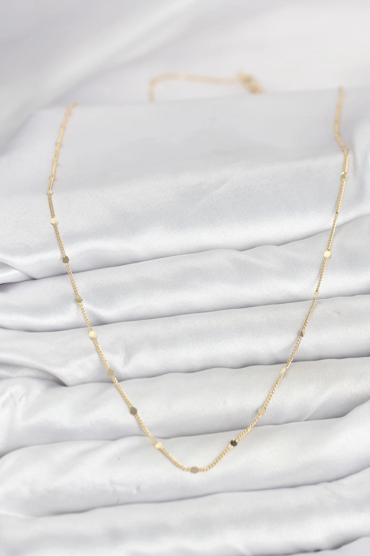 BUĞZ CM 14K GOLD RENK EZME PUL MODEL 60 CM KADIN KOLYE - BUĞZ