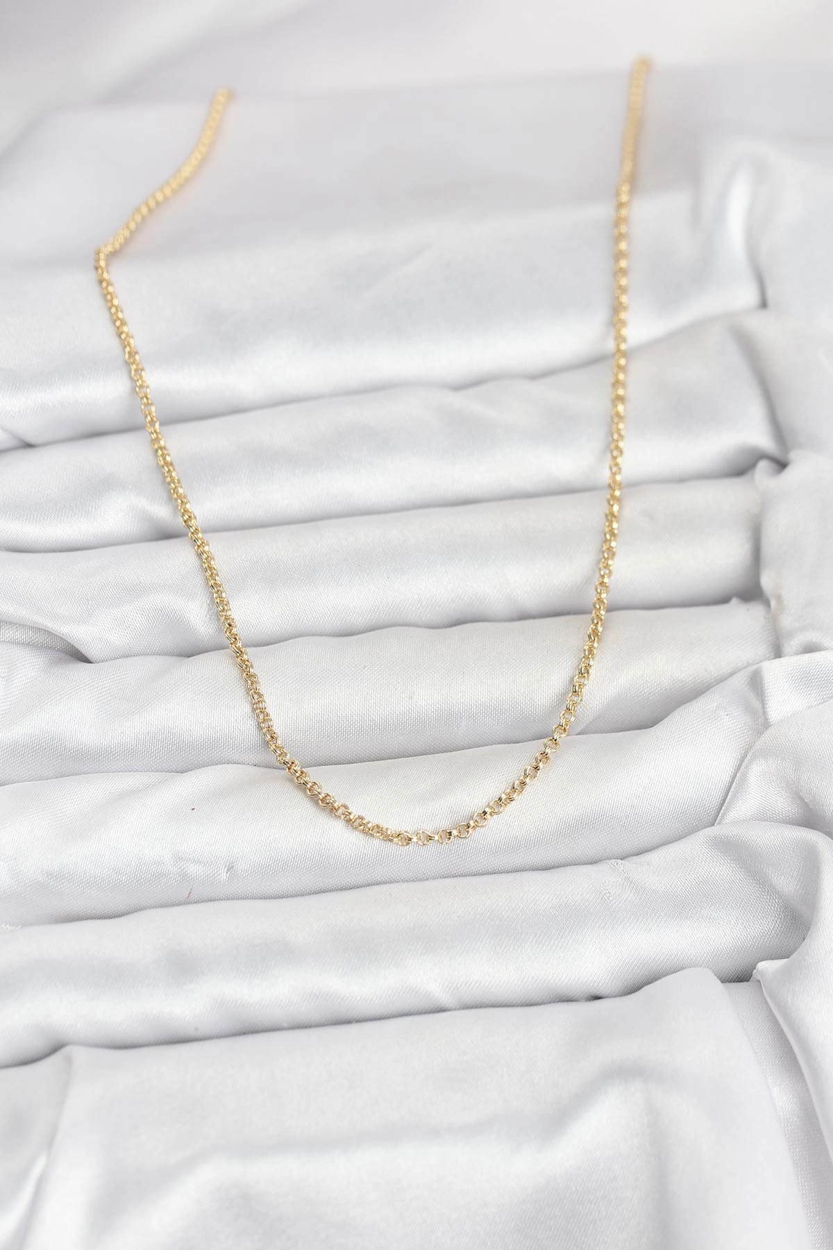 BUĞZ CM 14K GOLD RENK HALKA MODEL 60 CM KADIN KOLYE - BUĞZ