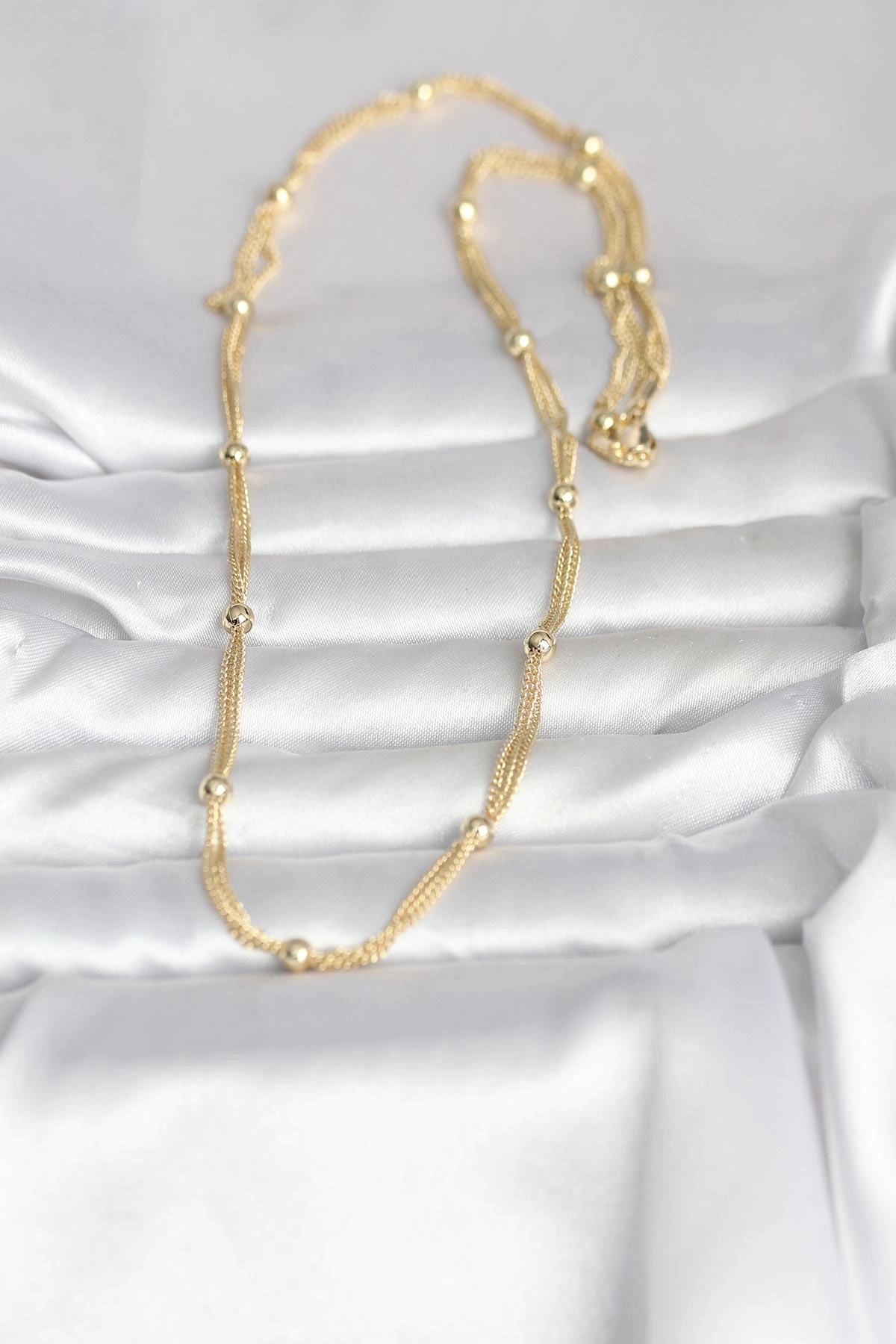 BUĞZ CM 14K GOLD RENK TOPÇUK MODEL 60 CM KADIN KOLYE - BUĞZ