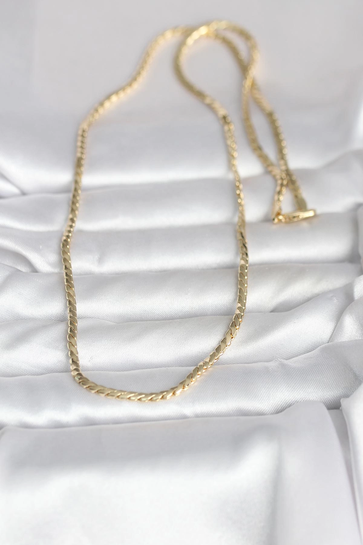 BUĞZ CM 14K GOLD RENK YASSI MODEL 60 CM KADIN KOLYE - BUĞZ BUĞZ CM 14K GOLD RENK YASSI MODEL 60 CM KADIN KOLYE - BUĞZ
