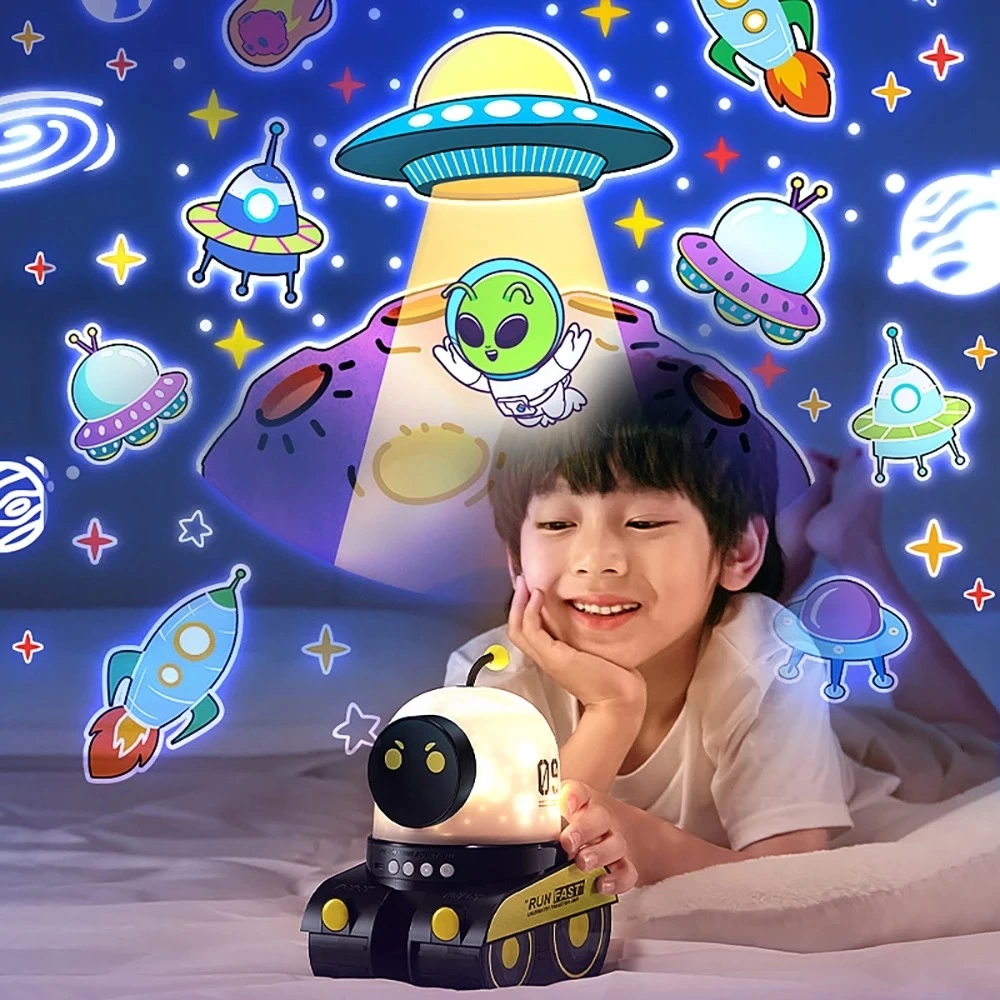 BUĞZ Çocuklar Için Eğitici Ve Eğlenceli Robot Temali Projektör Gece Lambasi
