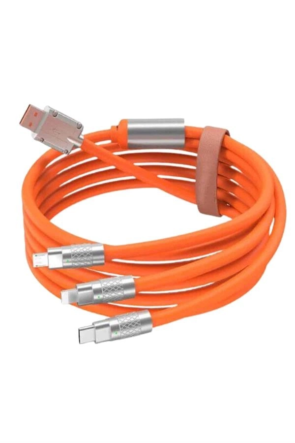 BUĞZ Çoklu Şarj Kablosu USB Type-C İOS Uyumlu 120W Hızlı Şarj Kablosu