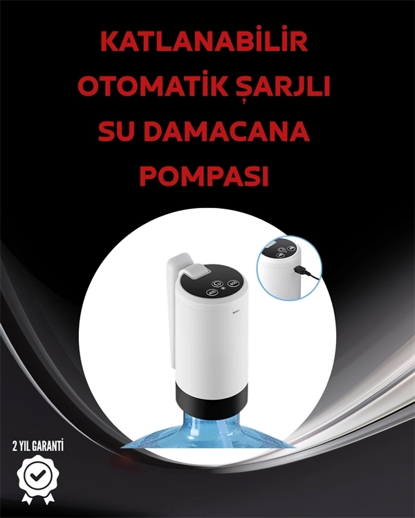 BUĞZ Damacana Üstü Akıllı Su Pompası | 3 Damacana Kullanım | 4W Güç | Micro USB Şarjlı | Katlanabilir & Taşınabilir