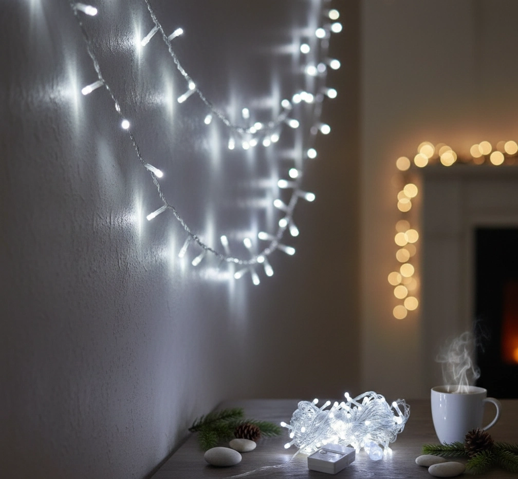 BUĞZ Damla Uçlu Beyaz Işık Şeffaf Kablo  10m 100 Led