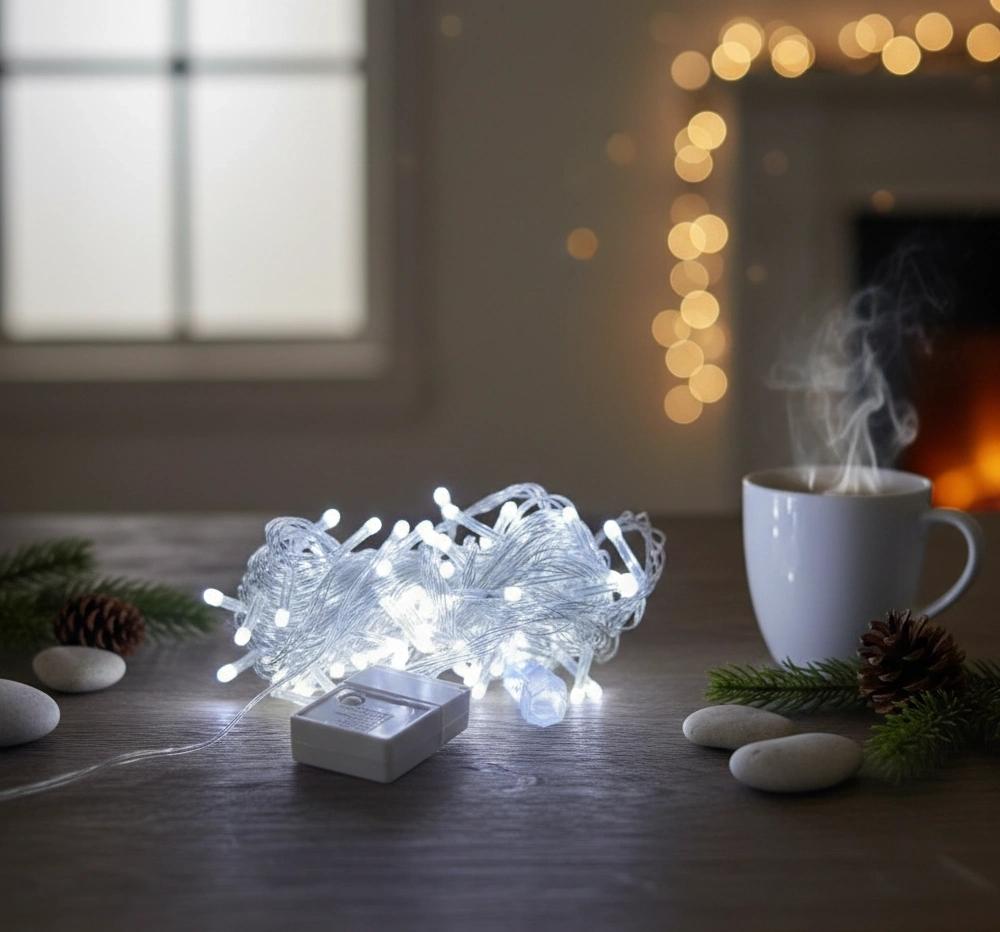 BUĞZ Damla Uçlu Beyaz Işık Şeffaf Kablo  10m 100 Led