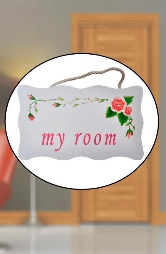 BUĞZ Decotown My Room Benim Odam Dekoratif Çiçek Desenli Kapı Askısı