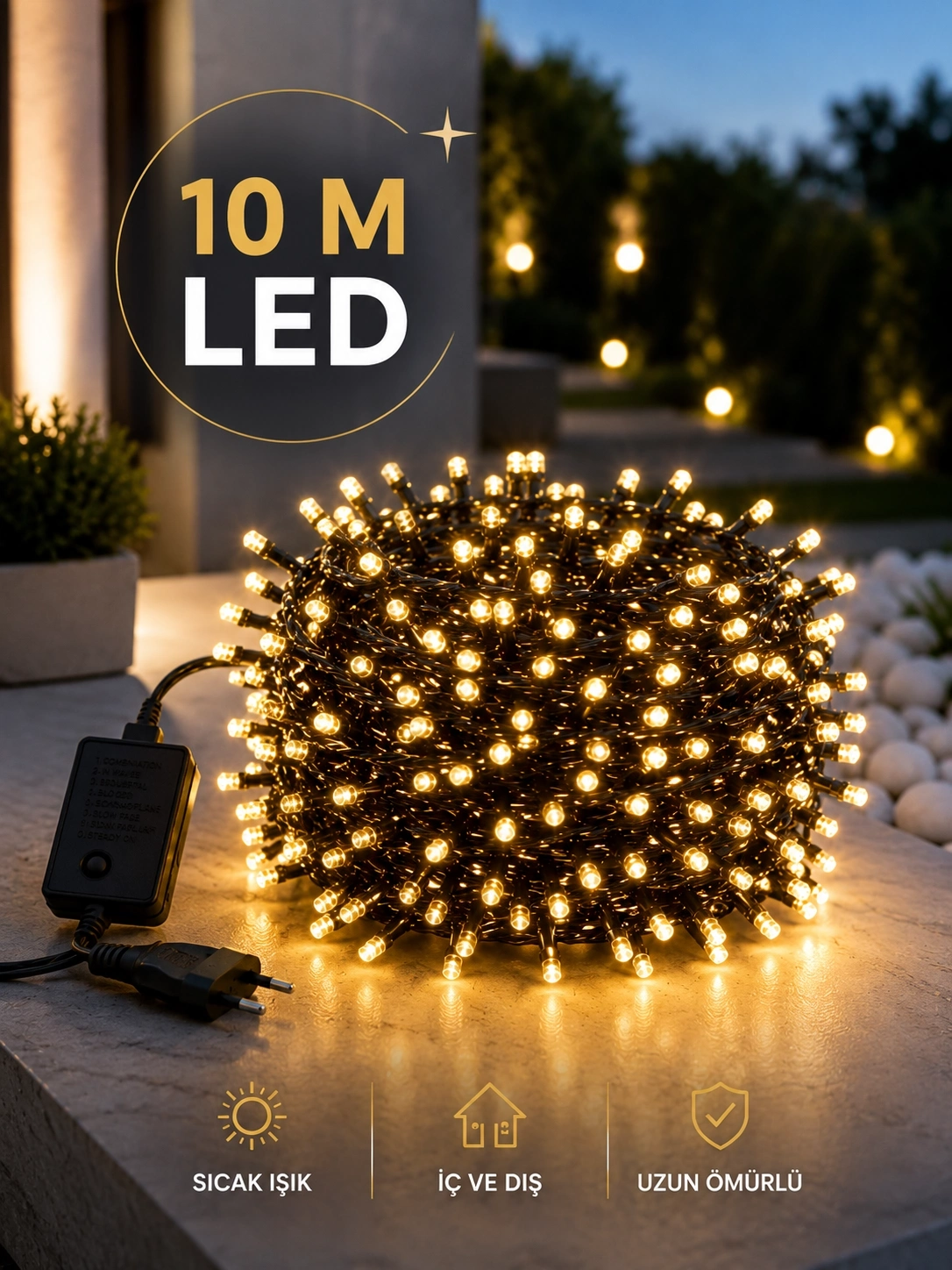 BUĞZ Dekoratif Aydınlatma Ampüllü 10 Metre Gün Işığı Şerit Led