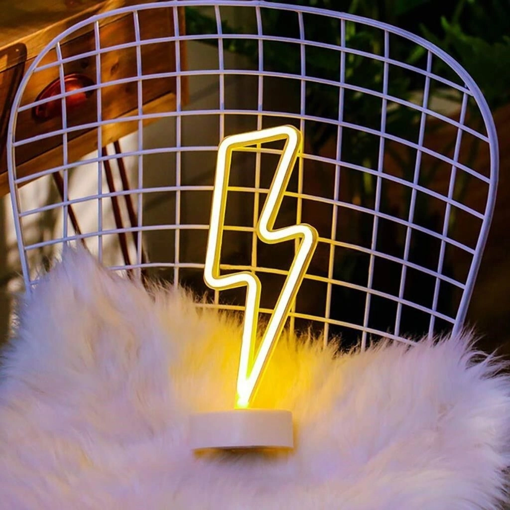 BUĞZ Dekoratif Şimşek Şeklinde Pilli Neon Led Lamba Süs Masa Lambası