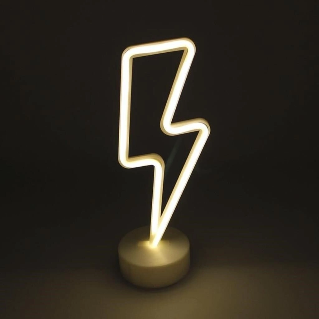 BUĞZ Dekoratif Şimşek Şeklinde Pilli Neon Led Lamba Süs Masa Lambası