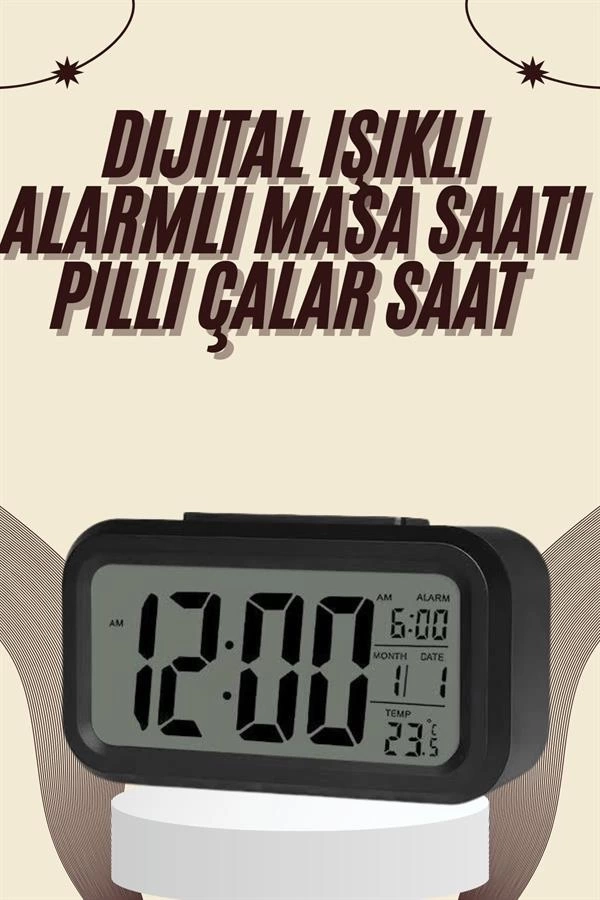 BUĞZ Dijital Masa Saati Termometreli Takvim Çalar Saat Led Ekran Pilli BUĞZ Dijital Masa Saati Termometreli Takvim Çalar Saat Led Ekran Pilli