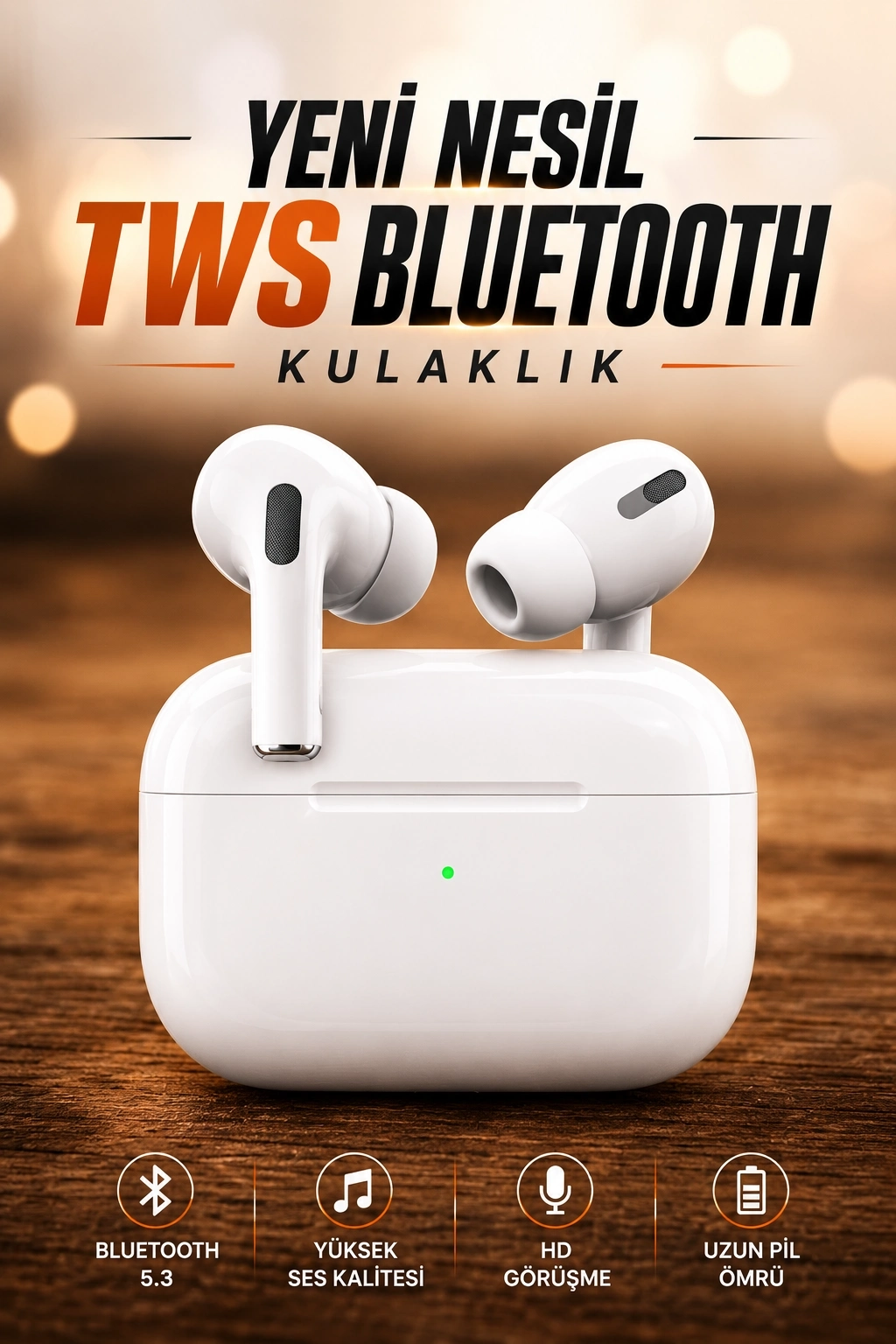 BUĞZ Dokunmatik Kontrollü Kablosuz Kulaklık iOS ve Android Uyumlu