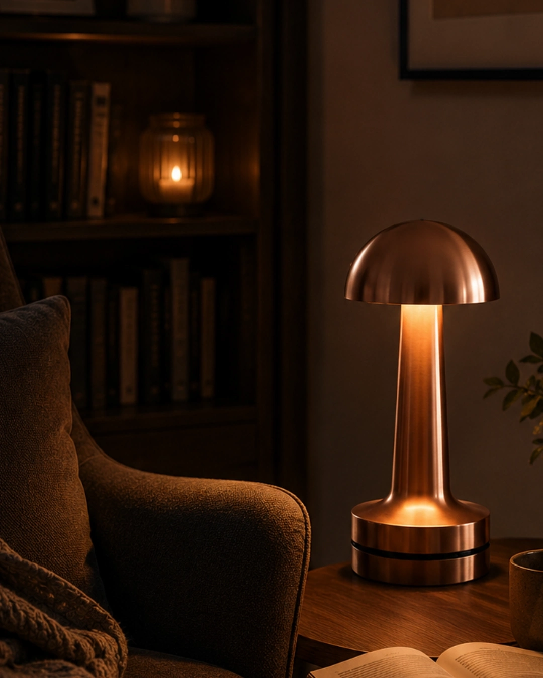 BUĞZ Dokunmatik Mantar Gece Lambası Bronz LED Masa Aydınlatması