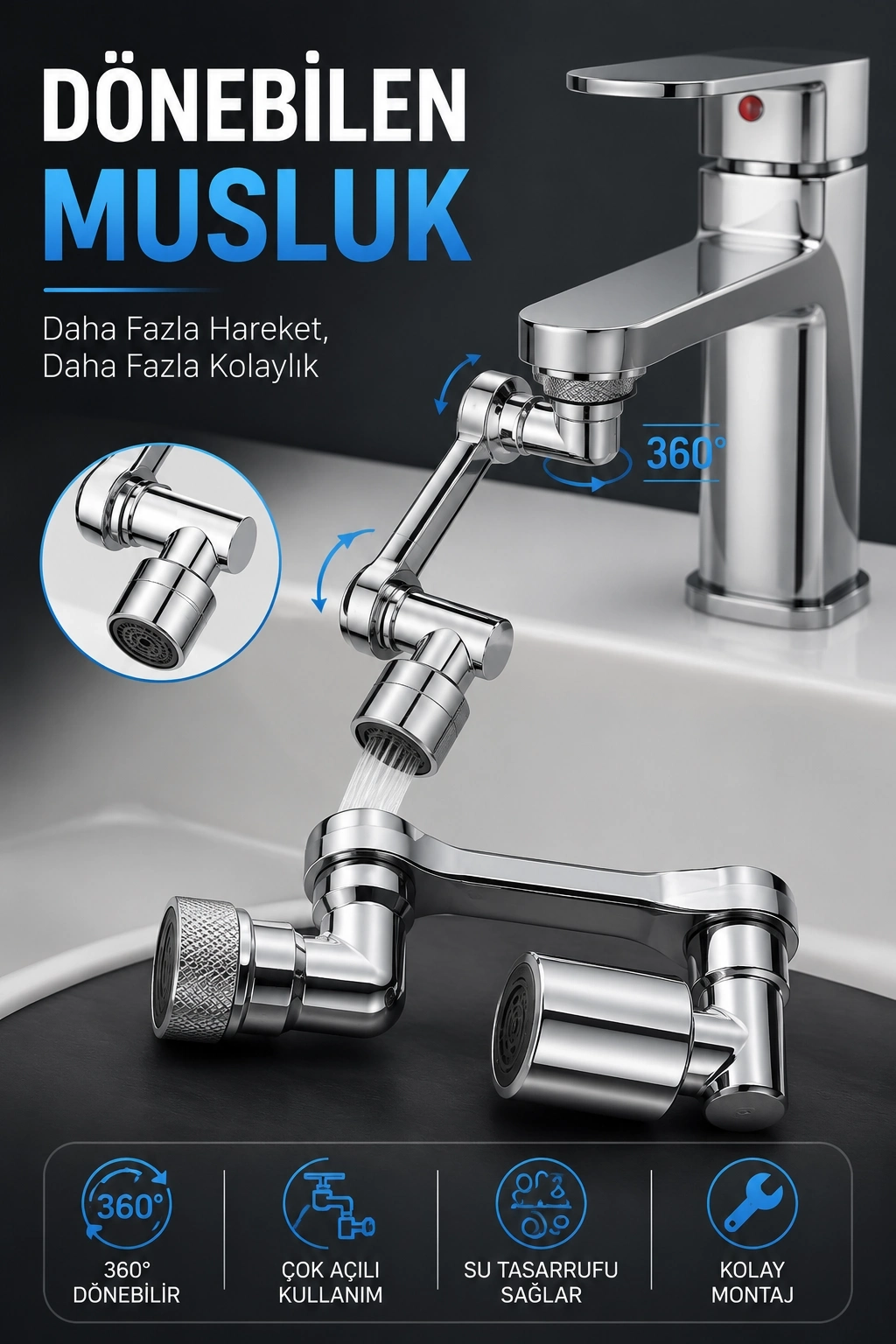 BUĞZ DÖNEBİLEN MUSLUK ÖZEL SU AKIŞ TASARIMI
