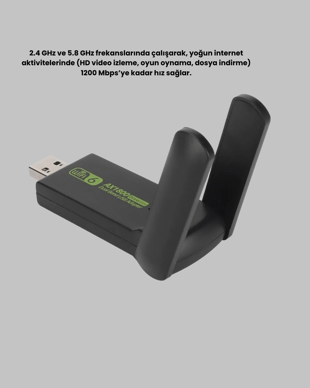 BUĞZ Dual Band USB WiFi Adaptör – 1200 Mbps Hız