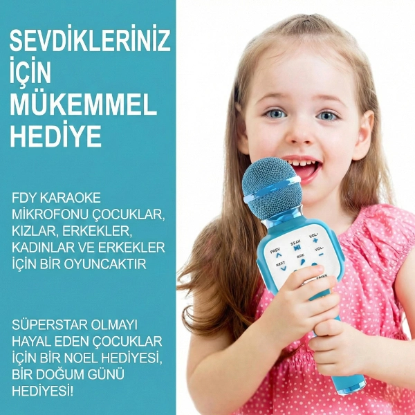 BUĞZ EĞLENCELİ KARAOKE MİKROFONU - ÇOCUKLAR İÇİN