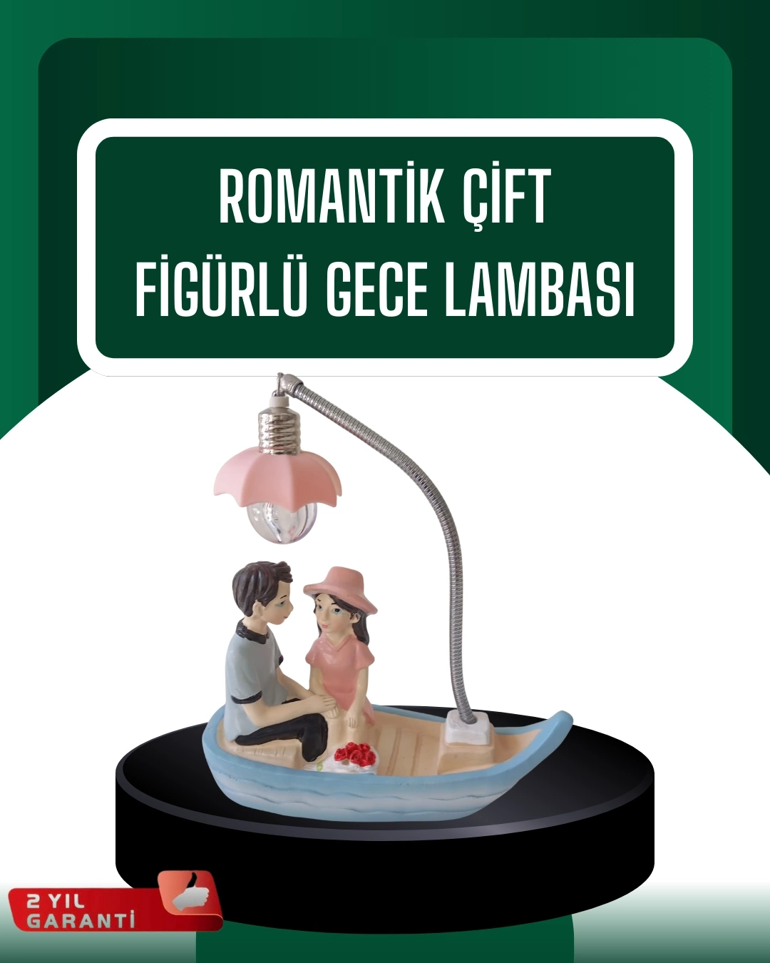BUĞZ El Ele Tutuşan Çift Figürlü Dekoratif Gece Lambası Romantik Tasarım