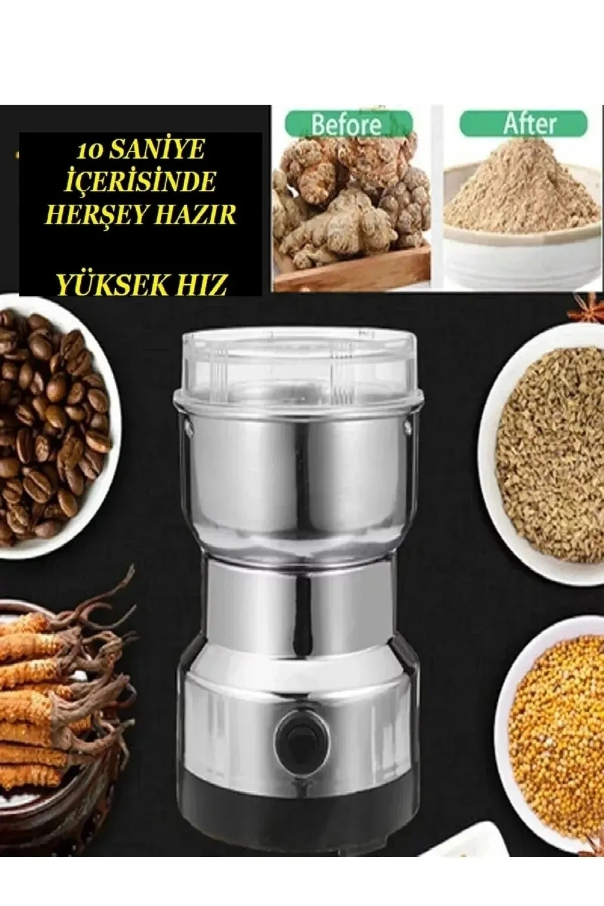 BUĞZ Elektrikli Paslanmaz Çelik Baharat Pirinç Öğütücü