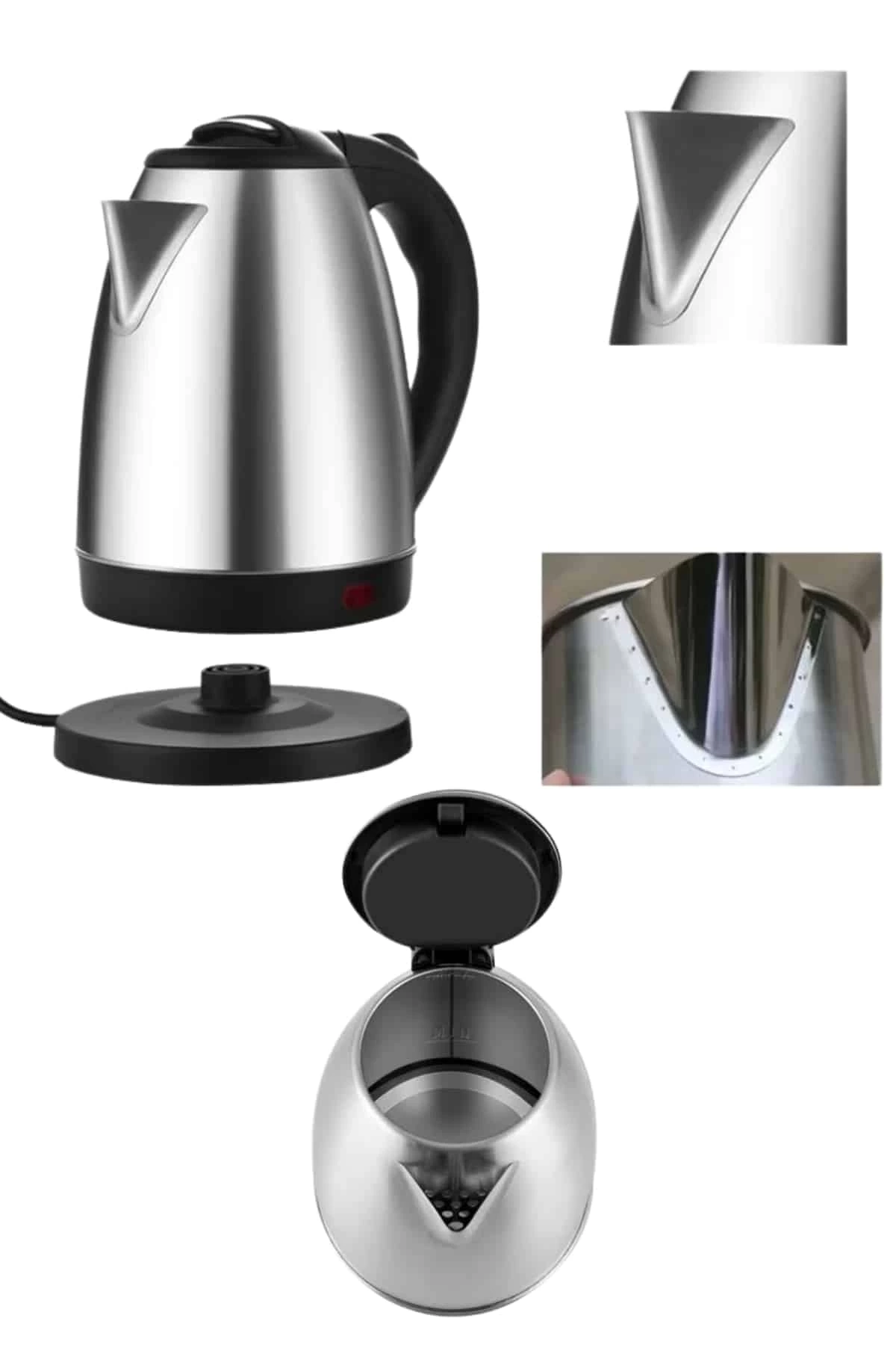 BUĞZ Elektrikli Paslanmaz Çelik Su Isıtcı Çelik Kettle 1.8 Lt. Uzun Ömürlü
