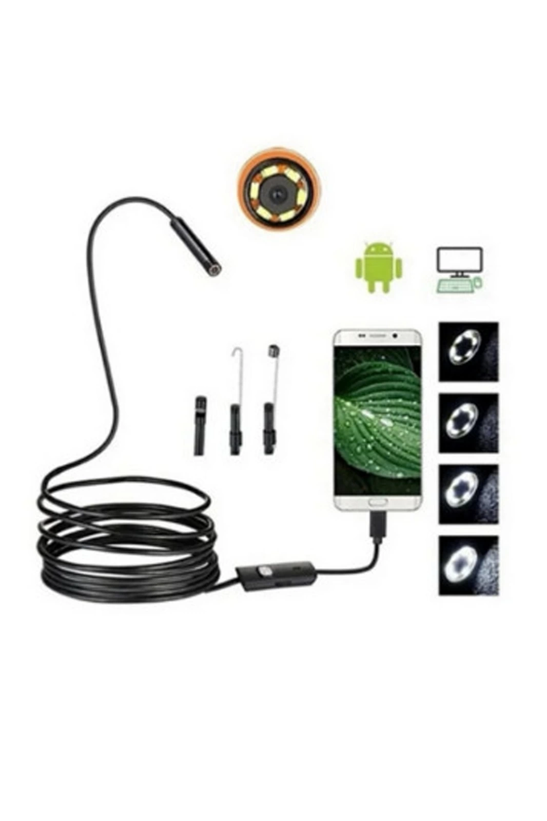 BUĞZ Endoskop 3 İn 1 Yılan Kamera Usb Micro Usb Type-c 20 Metre Sert Kablo