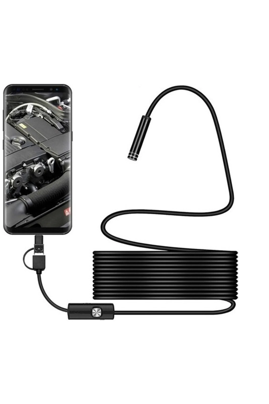 BUĞZ Endoskop 3 İn 1 Yılan Kamera Usb Micro Usb Type-c 20 Metre Sert Kablo