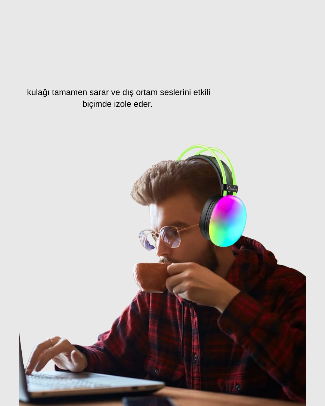 BUĞZ Ergonomik RGB Bluetooth Kulaklık 3D Ses