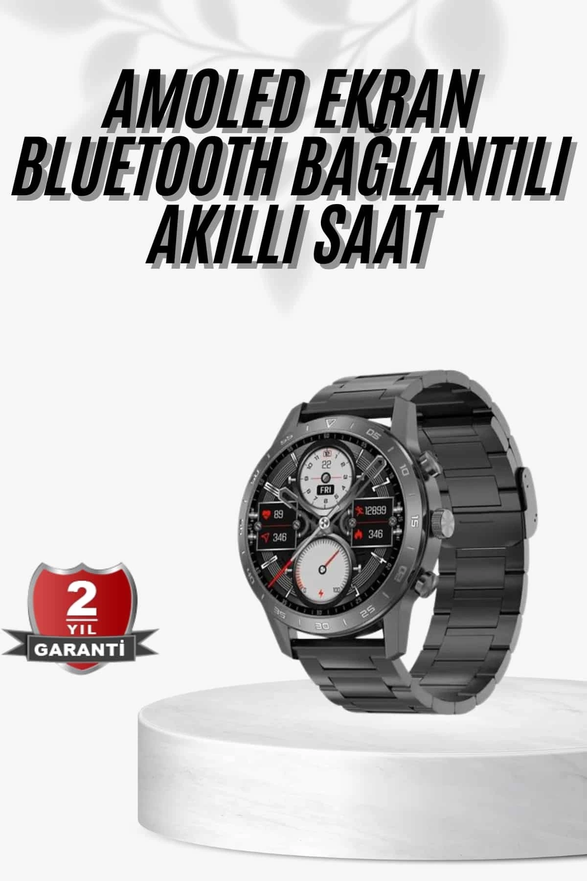 BUĞZ Erkeklere Özel Akıllı Saat Çelik Kordon Bluetooth Bağlantılı İOS ve Android Uyumlu