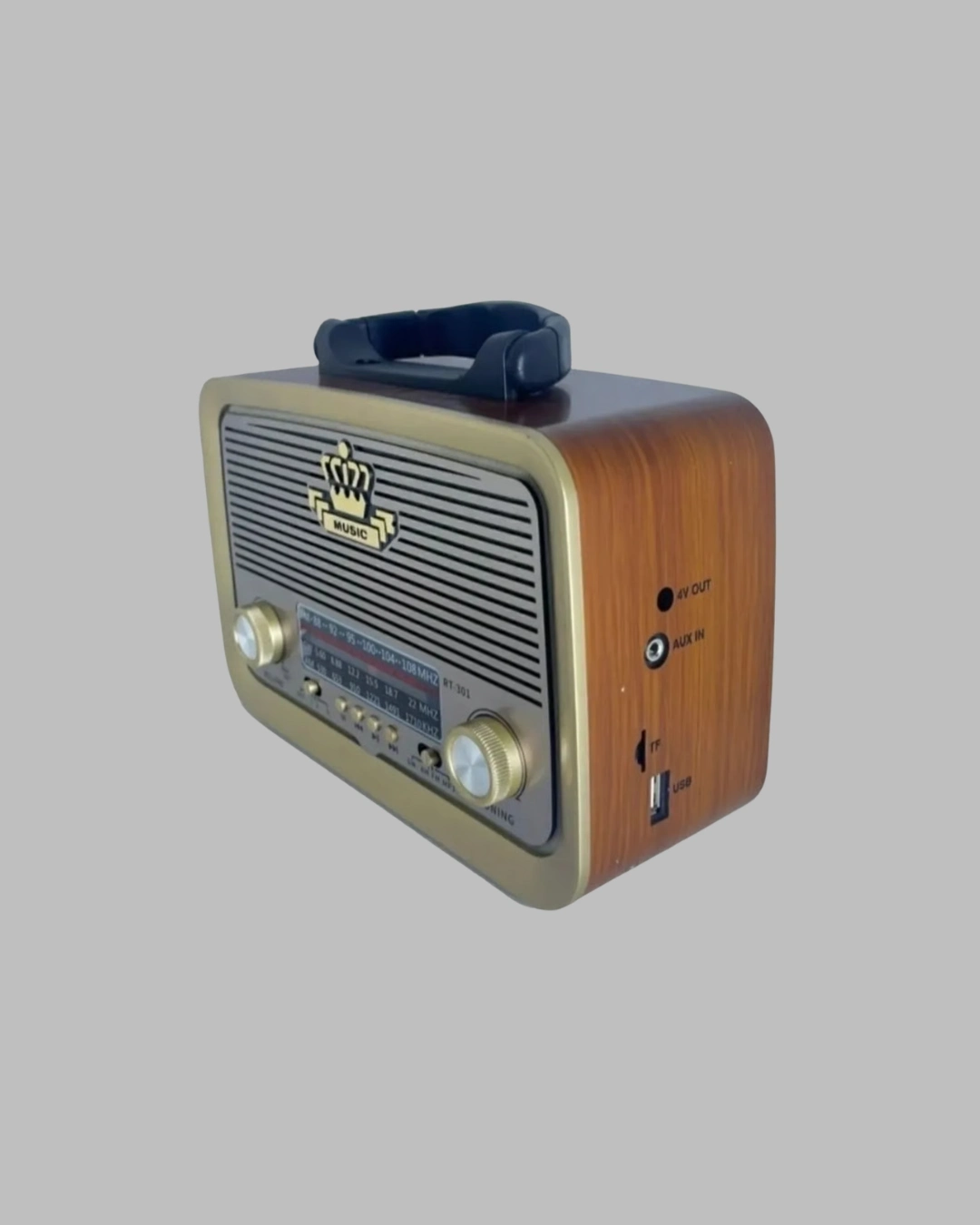 BUĞZ Eskitme Tasarımlı Ahşap Bluetooth Radyo LED Aydınlatmalı