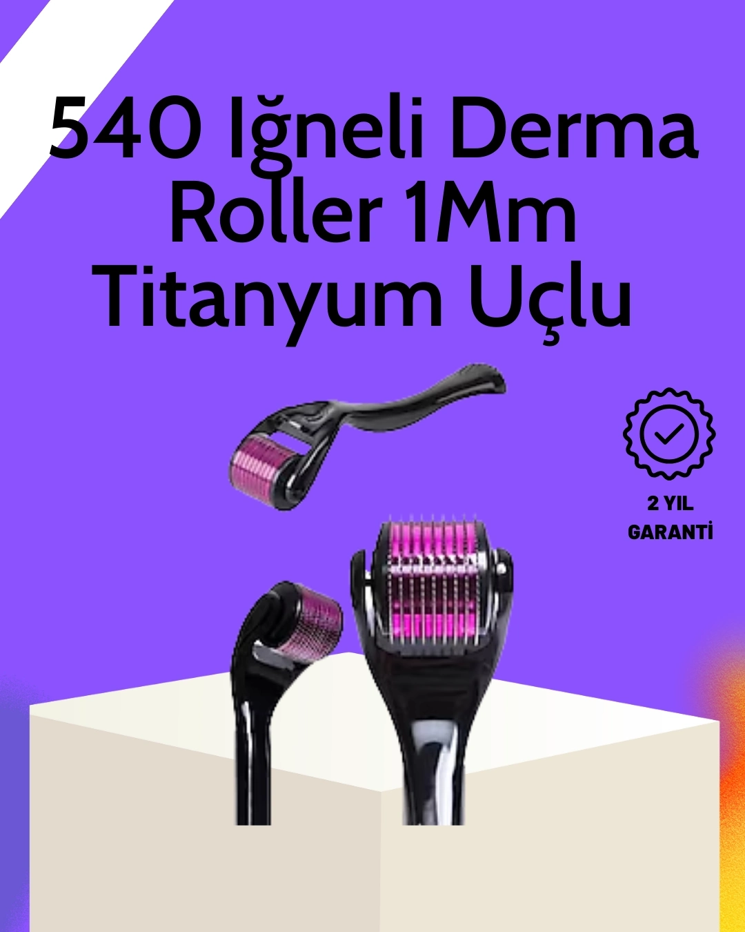BUĞZ Evde Güvenli Kullanım İçin Titanyum Derma Roller – Siyah Saplı