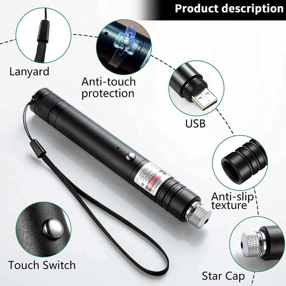 BUĞZ Fithome 100mw Desen Başlıklı Usb Şarjlı Yeşil Lazer Pointer