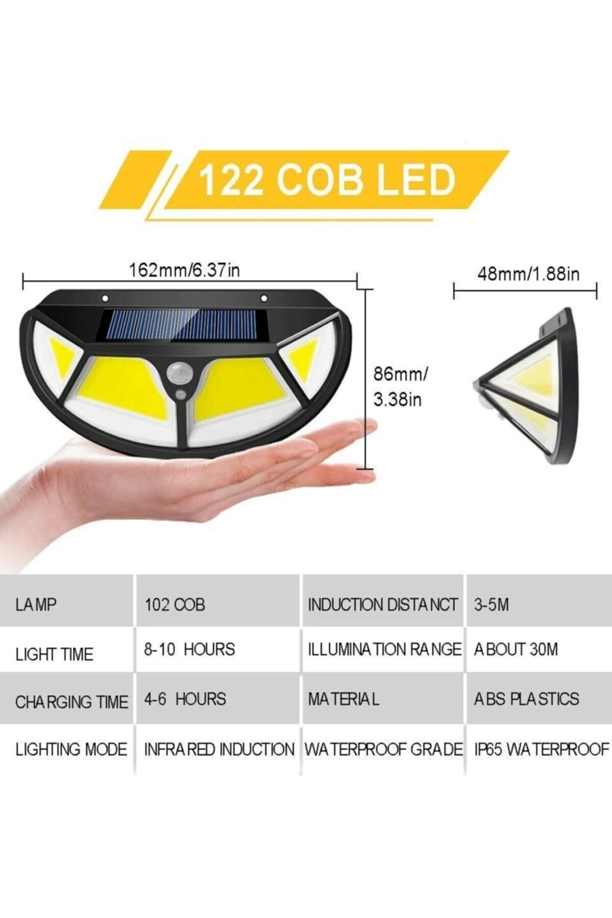 BUĞZ Fonksiyonel Sensörlü 102 Ledli Solar Bahçe Lambası