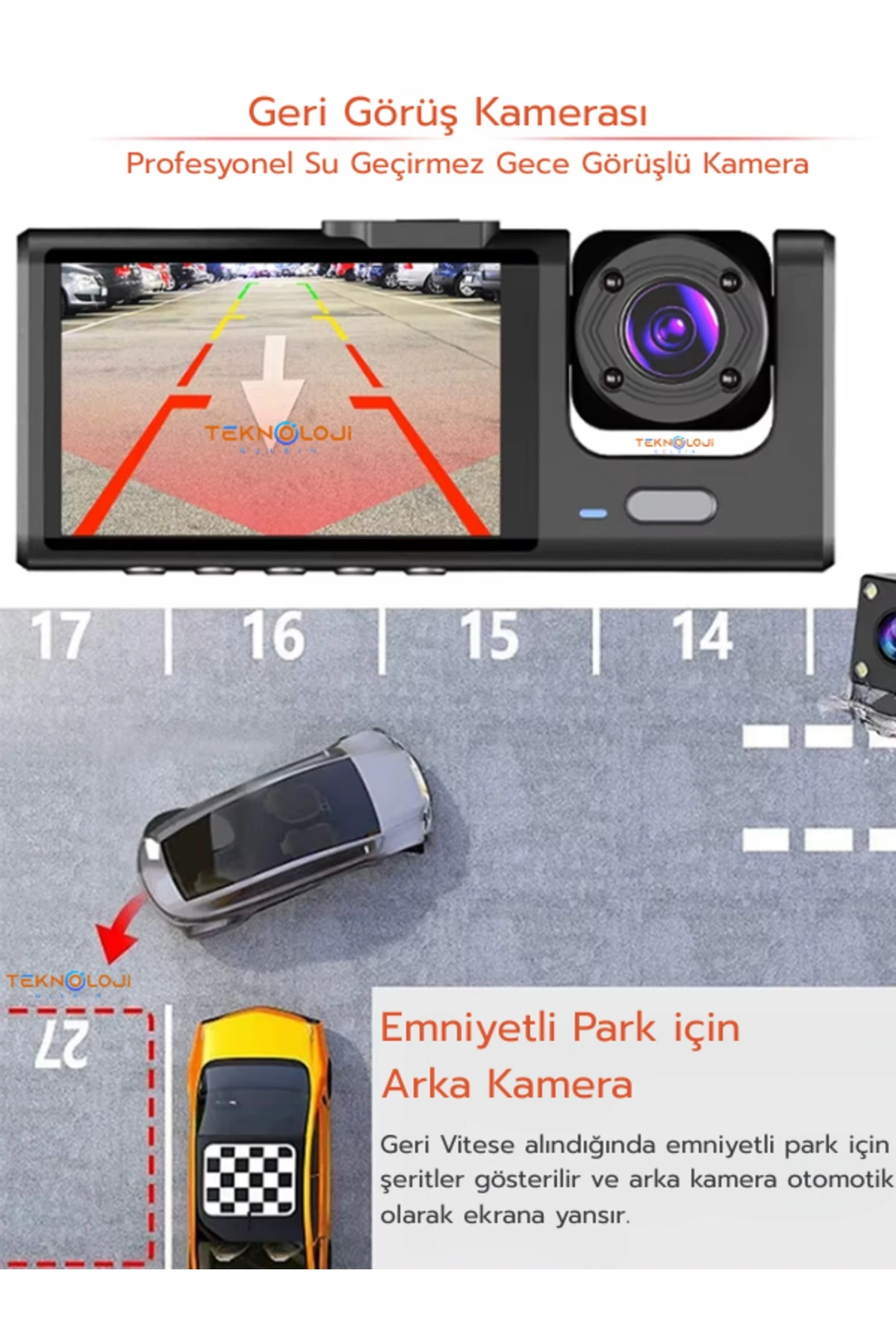 BUĞZ Full HD 1080p 3 Kameralı Dash Cam Ön Arka İç Kayıt Özellikli Gece Görüşlü G Sensörlü
