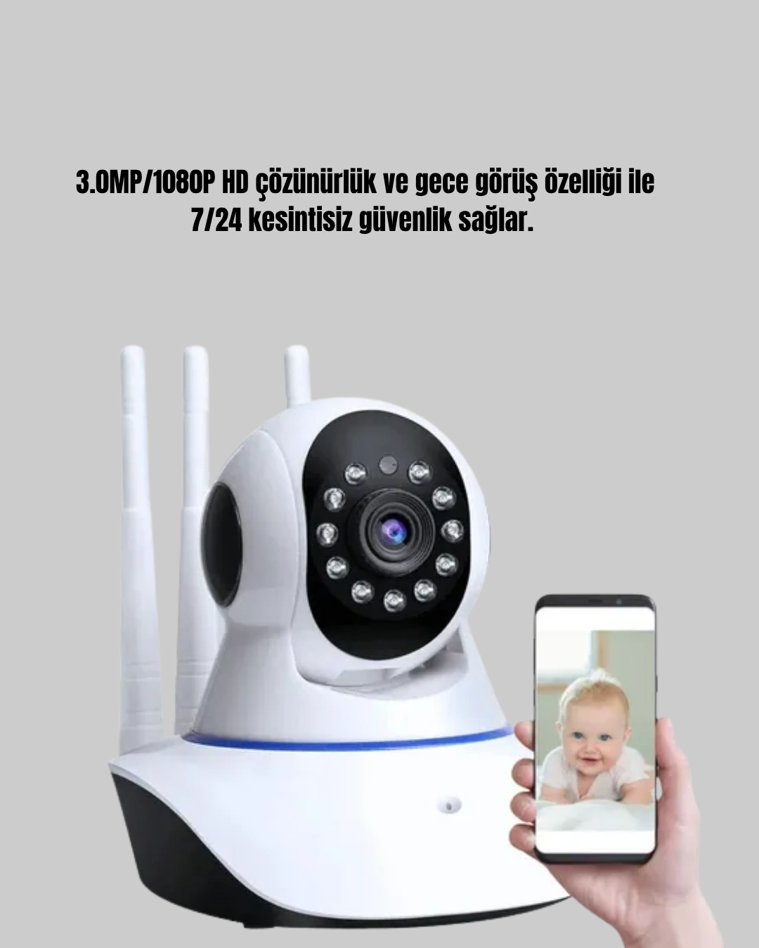 BUĞZ Full HD Akıllı IP Kamera – Gece Görüşlü, Hareket Sensörlü, Çift Yönlü Ses ve Online Kayıt Özellikli