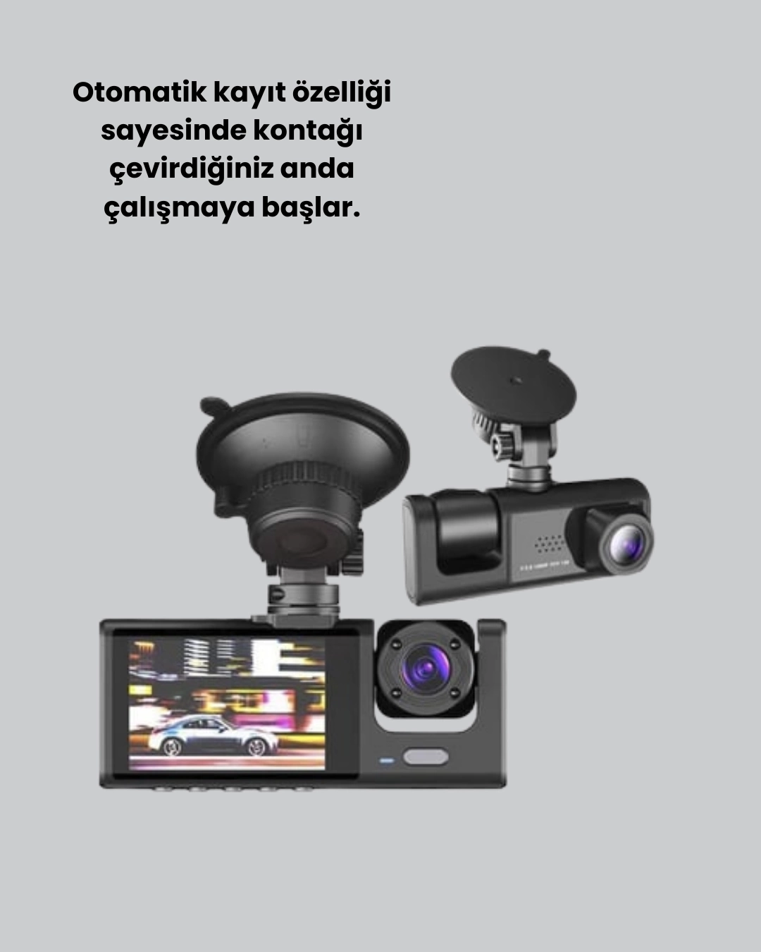 BUĞZ Full HD Araç Kamerası  Çift Yönlü Kayıt ve Darbe Sensörü