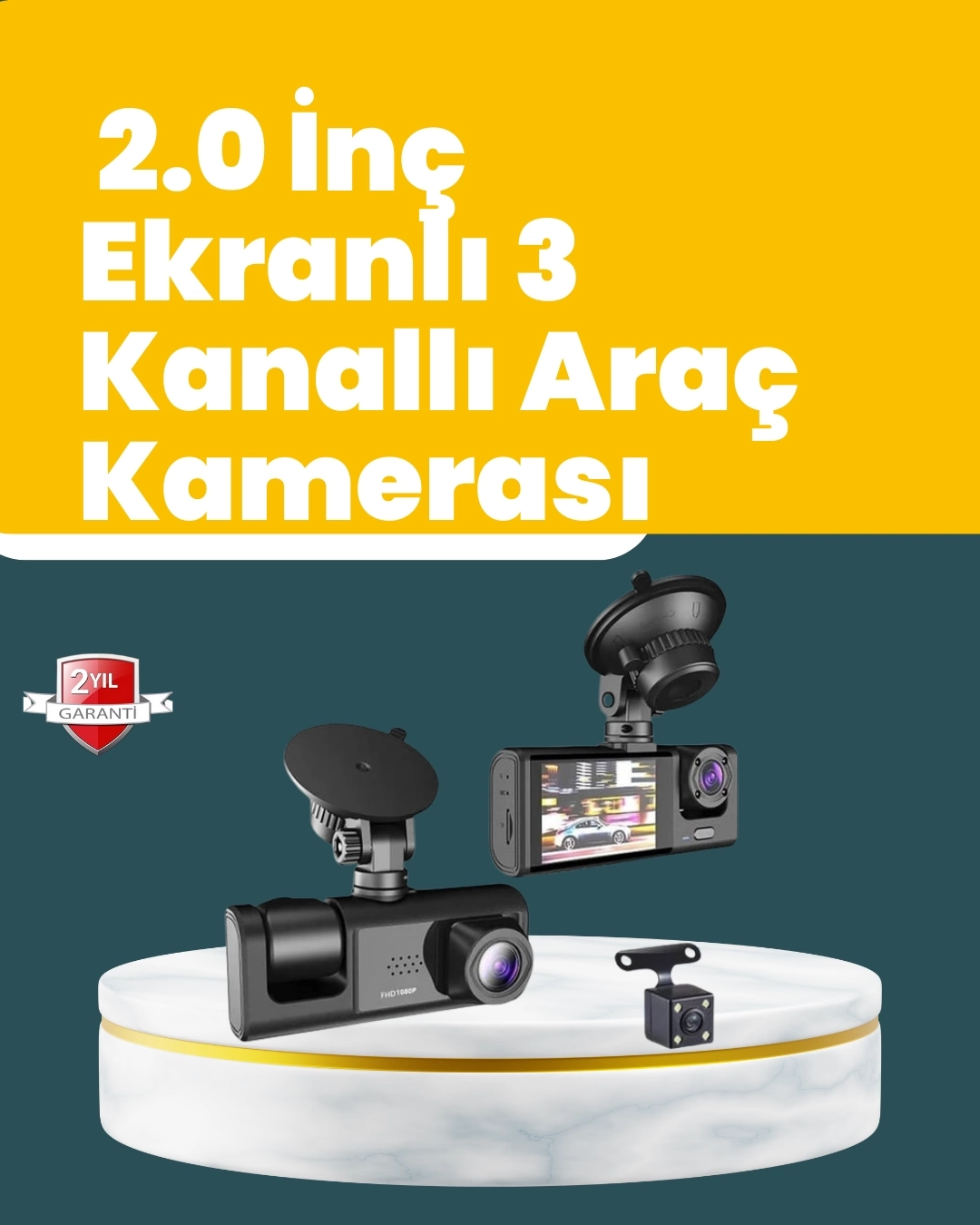BUĞZ Full HD Çift Yönlü Araç Kamerası  Hareket Algılama  Döngüsel Kayıt