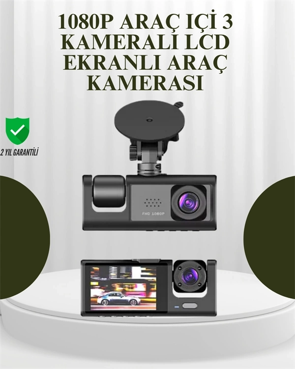 BUĞZ G-Sensörlü 3'lü Kayıtlı Araç Kamerası