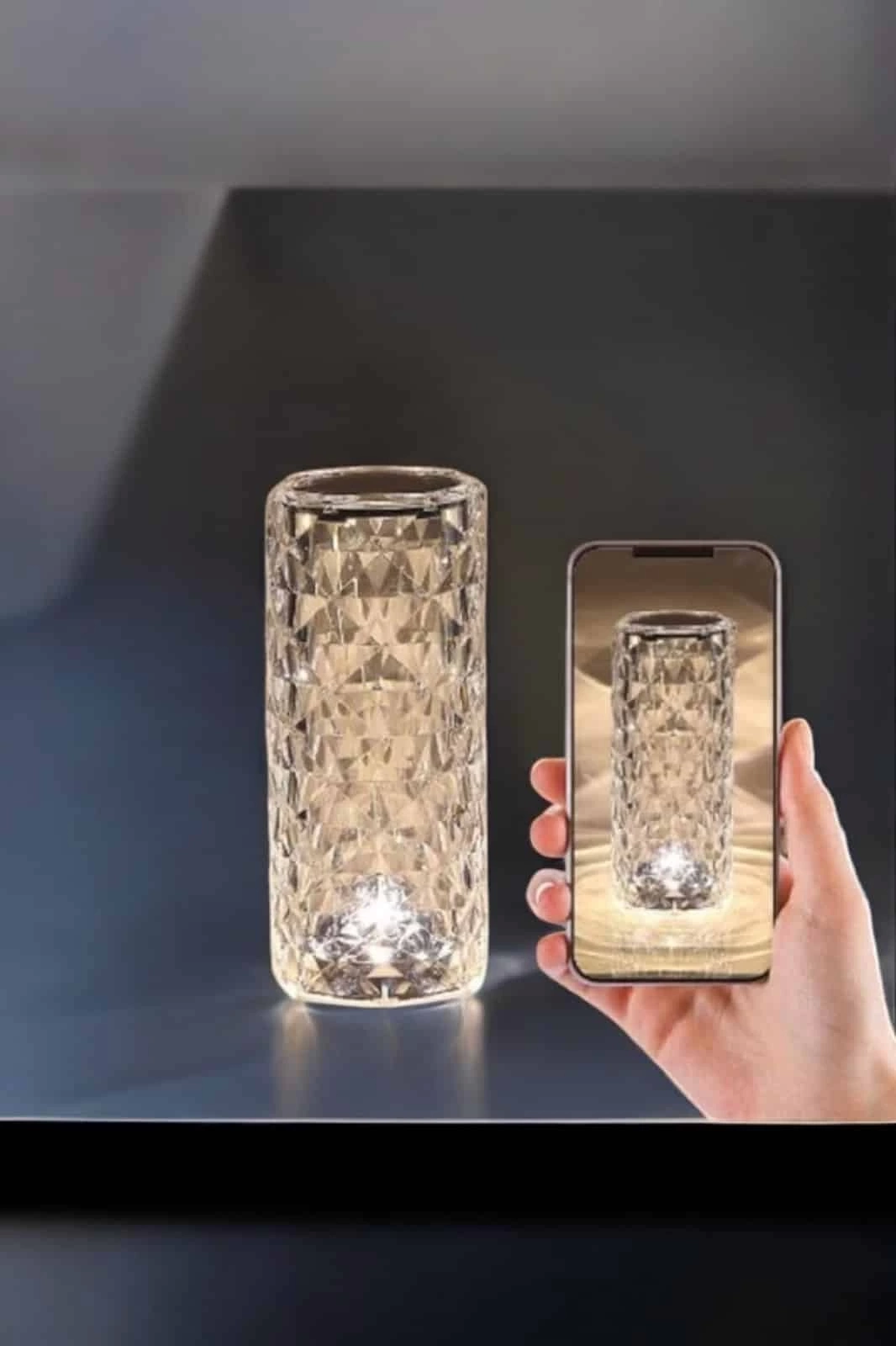 BUĞZ Gece Lambası Kristal Lamba Dokunmatik Şarjlı Hediyelik