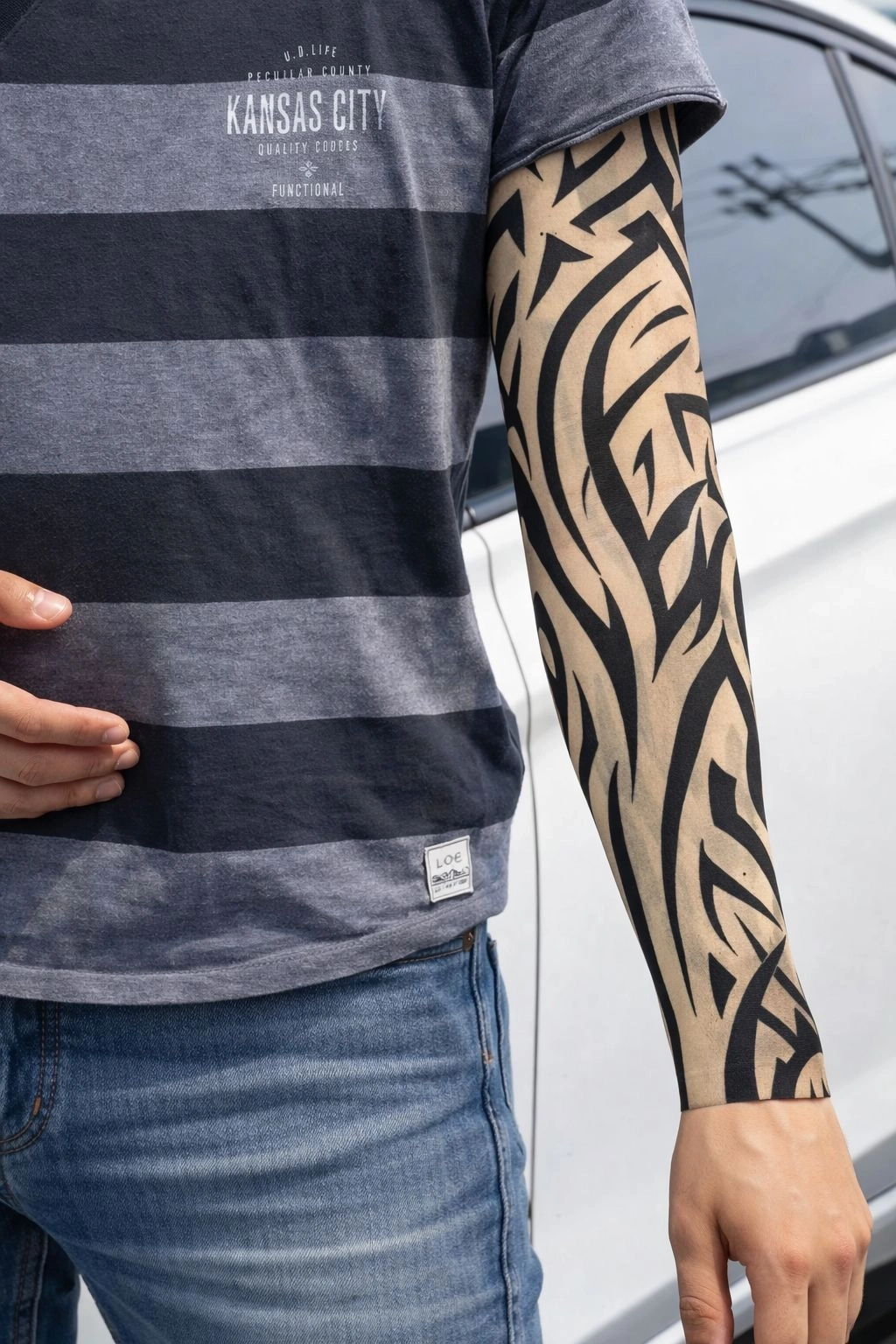 BUĞZ Giyilebilir Kol Dövmesi Çorap Dövme 3D Baskılı Kol Bacak Dövme 2 Adet Model 2