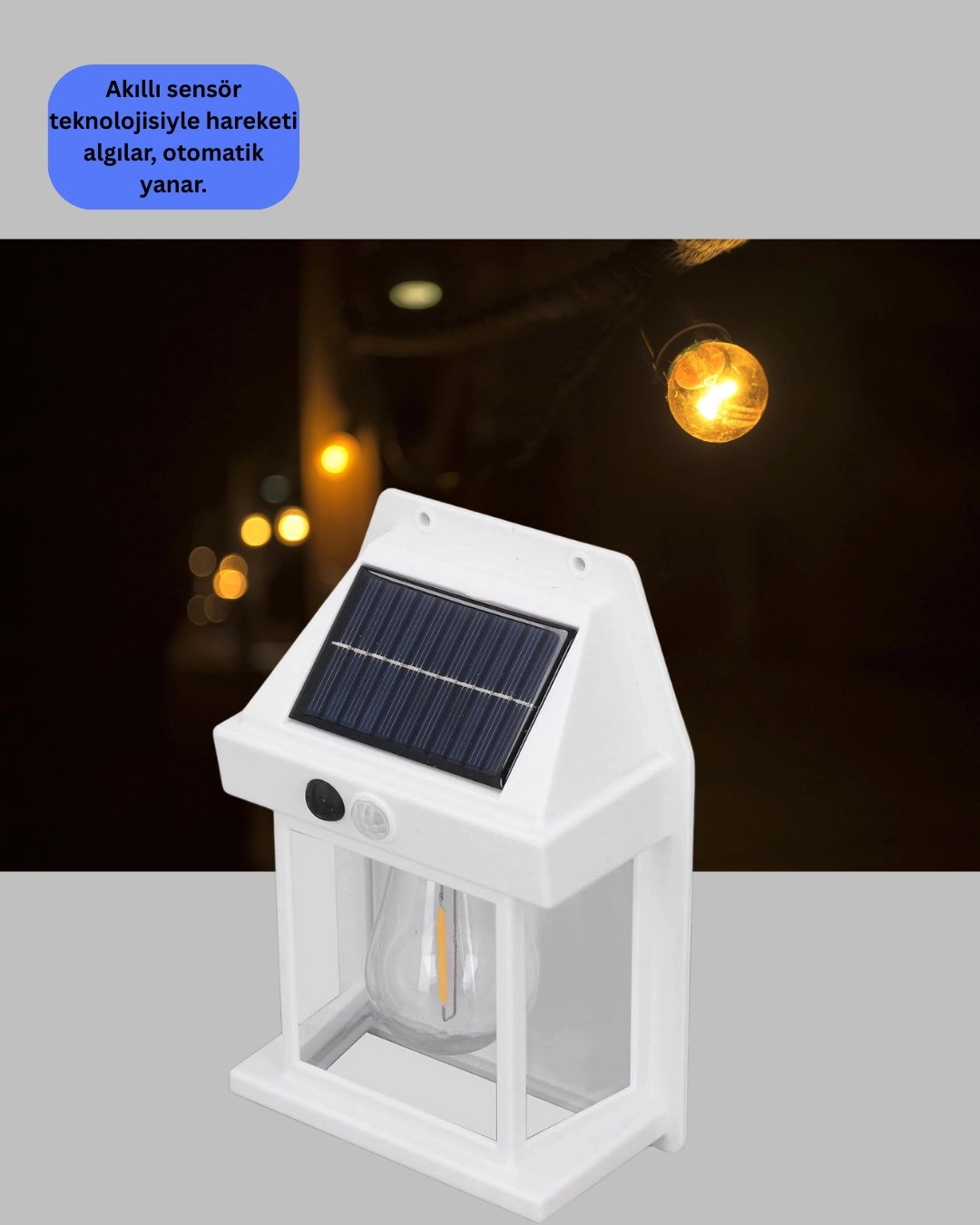BUĞZ Güneş Enerjili Hareket Sensörlü Duvar Lambası